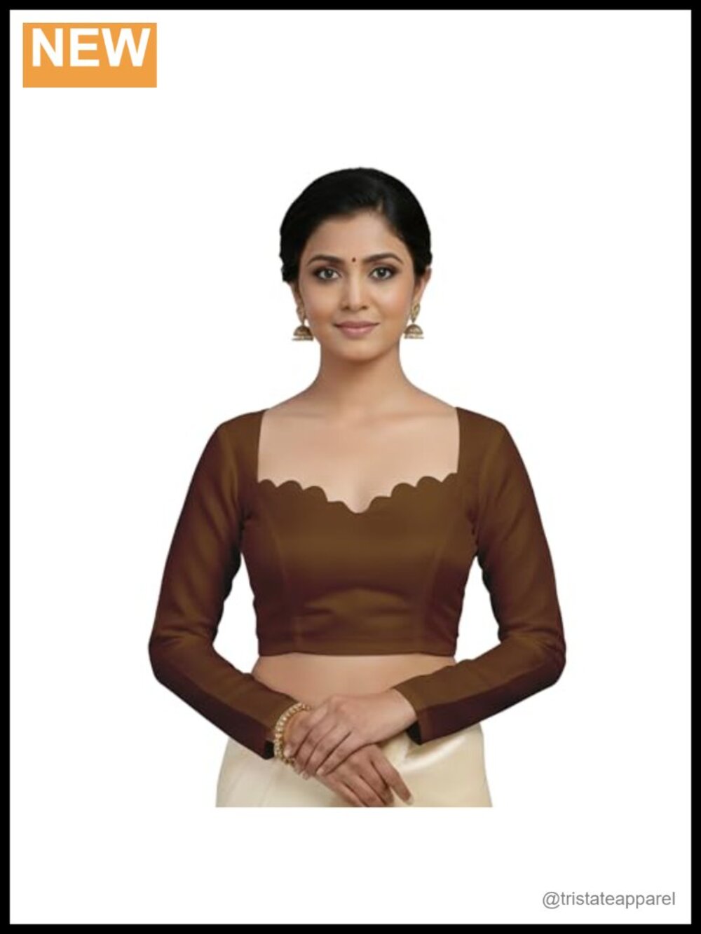 Ethnic Crop Top Choli, Long Sleeve Dupion Saree Blouse, Open Back